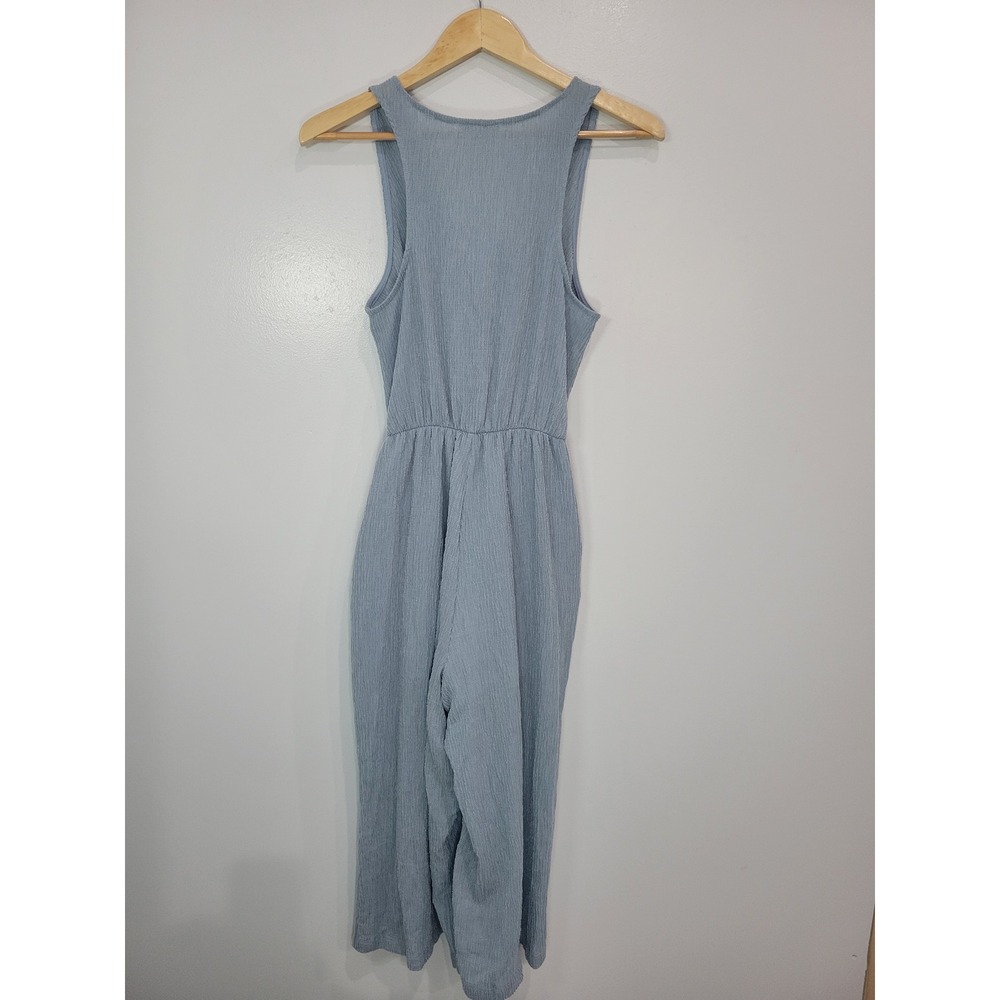 EVERLY Blue‎ Crinkle Gauze V Neck Wide Leg Jumpsuit Women's Size S - Picture 5 of 6
